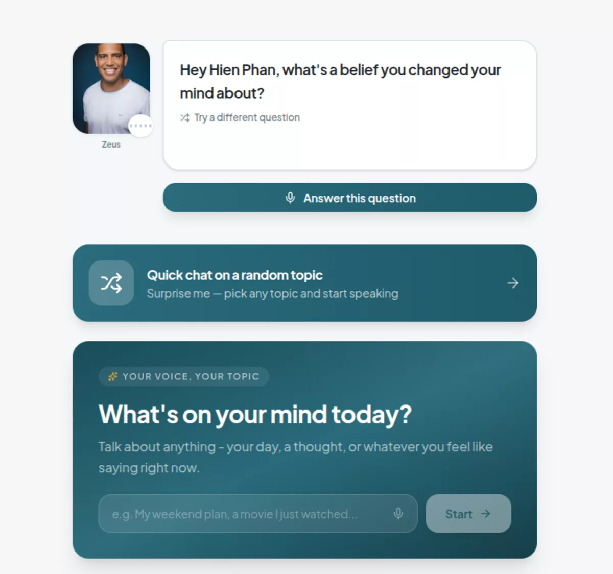 Pick a topic and start speaking